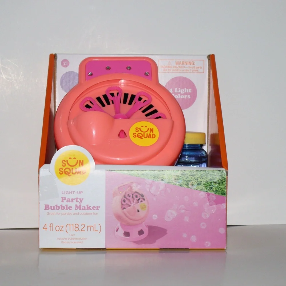 Pink Light-Up Party Bubble Maker Sun Squad New In Box Fun Outdoor Wet Summer